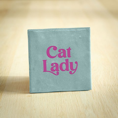 Tegeltje - Cat Lady | Lichtblauw & Paars | 10x10cm