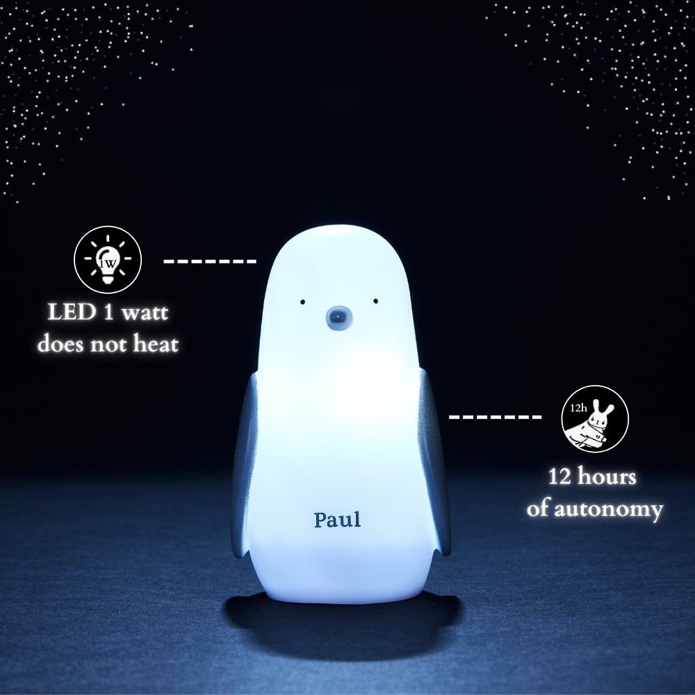 Night light - Penguin Paul - induction charging - white