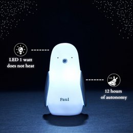 Lampka nocna - Penguin Paul - ładowanie indukcyjne - biała