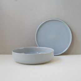 Skål 22 cm med låg/tallerken Stokrose - arktisk grå - 1.000 ml