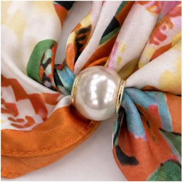 HS Pearl Scarf Satin Print Flowers - Multiple Prints