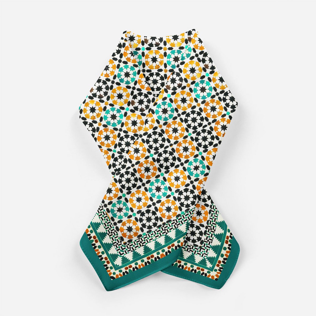 Green Square Silk Scarf Sabika