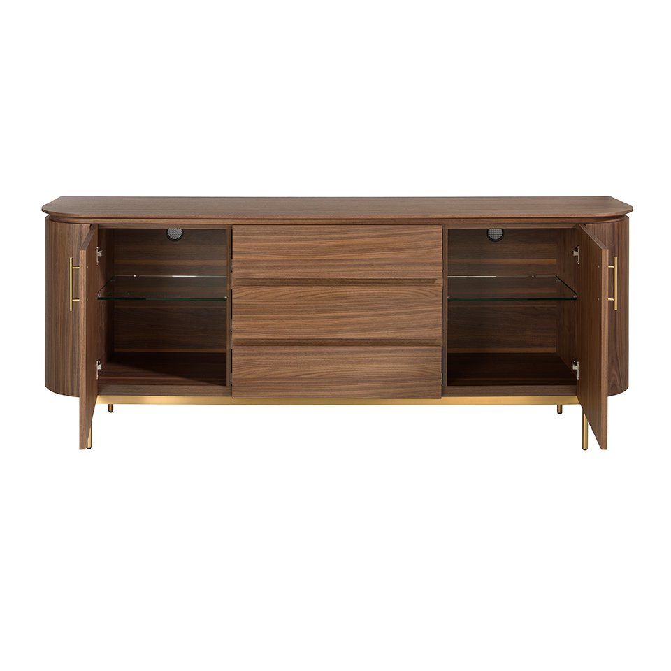 Sideboard in walnut wood and golden steel 3228