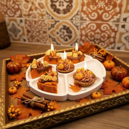 LAVURI Pittige Pompoen Dessertkaarsentaartset – 6 + 1