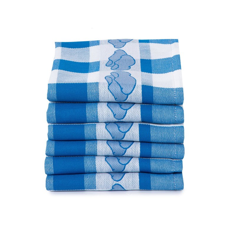 Klompen Blauw - Theedoekenset - 6 stuks - Twentse Damast