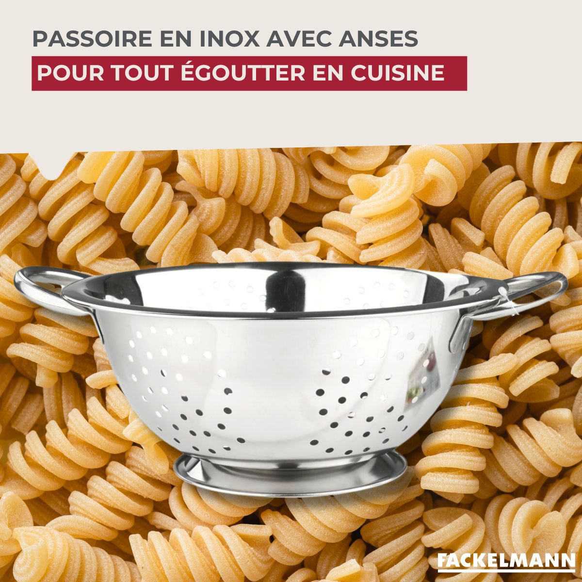 24 cm stainless steel strainer with Fackelmann handles
