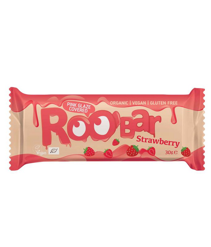 Roobar sour cherry bar covered with white glaze, organic, Roobar, 30g