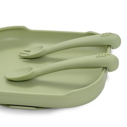 Siliconenlepel en vork van Olive Green