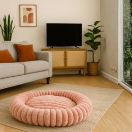 Round Bed for Cats, Dogs, and Rabbits | Soft Plush & Thickened Cradle-Style Padded Winter Bed | Cozy, Warm & Fluffy Teddy Bear Design Bed | Available in 3 Sizes | Ideal for Small and Medium Pets