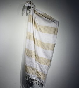 Verkauf Hamam Stoff xl gestreiftes Taupe/Weiß