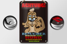 Tin sign saying 12x18cm Attention visitor dog approved decoration