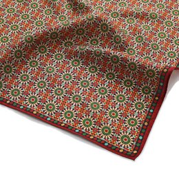 Red and Green Silk Square Scarf Zubaida