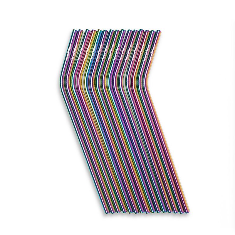 Rainbow Bent sugerør - 50 stk