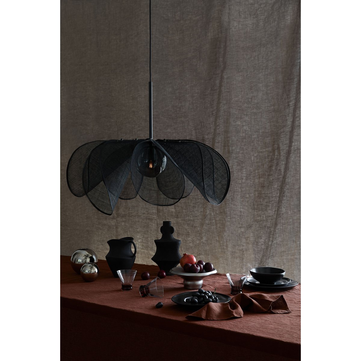 STYRKA Pendelleuchte 1L 75cm Schwarz/Rauch