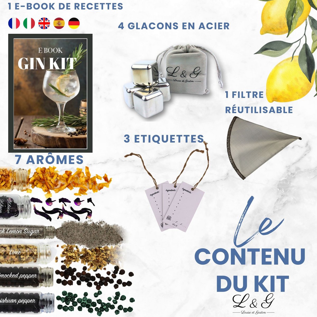 L&G® Spice Discovery Kit for Homemade Gin - Exclusive DIY Box for Men and Women | Unique Gift Idea for Christmas, Birthday, Valentine's Day | An Unforgettable Experience to Enjoy at Home
