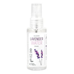 Organic Bulgarian lavender water toner in 50 ml, 100 ml, and 400 ml sizes. Infused with natural lavender extract, this toner hydrates and refreshes skin.