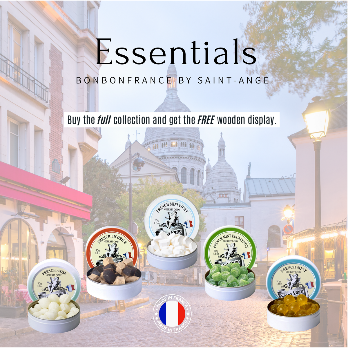 ESSENTIALS-Kollektion 🍬🇫🇷 – KOSTENLOSER Präsentationsständer