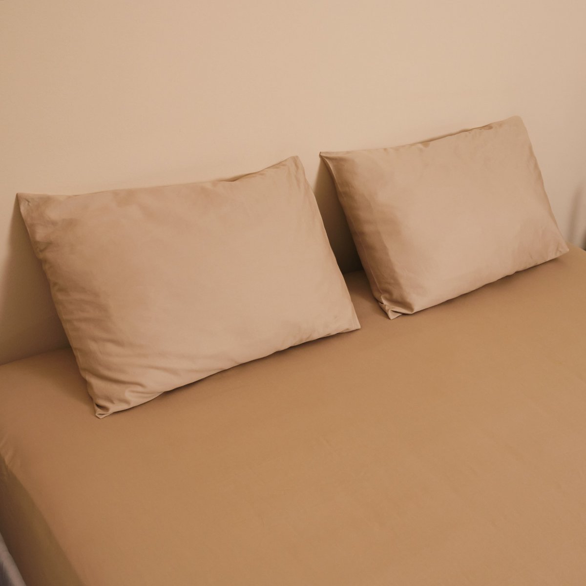 Housse de coussin - Satin de coton 400 fils au pouce - Beige S'il vous plaît !