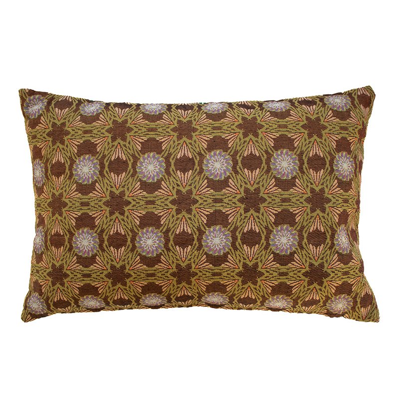 Coussin NIN-NIT Diamant Classique | 100% coton tissé | coussin décoratif à imprimé floral et carreaux | marron | beige | rose | lilas | vert | multicolore | 40x60 cm