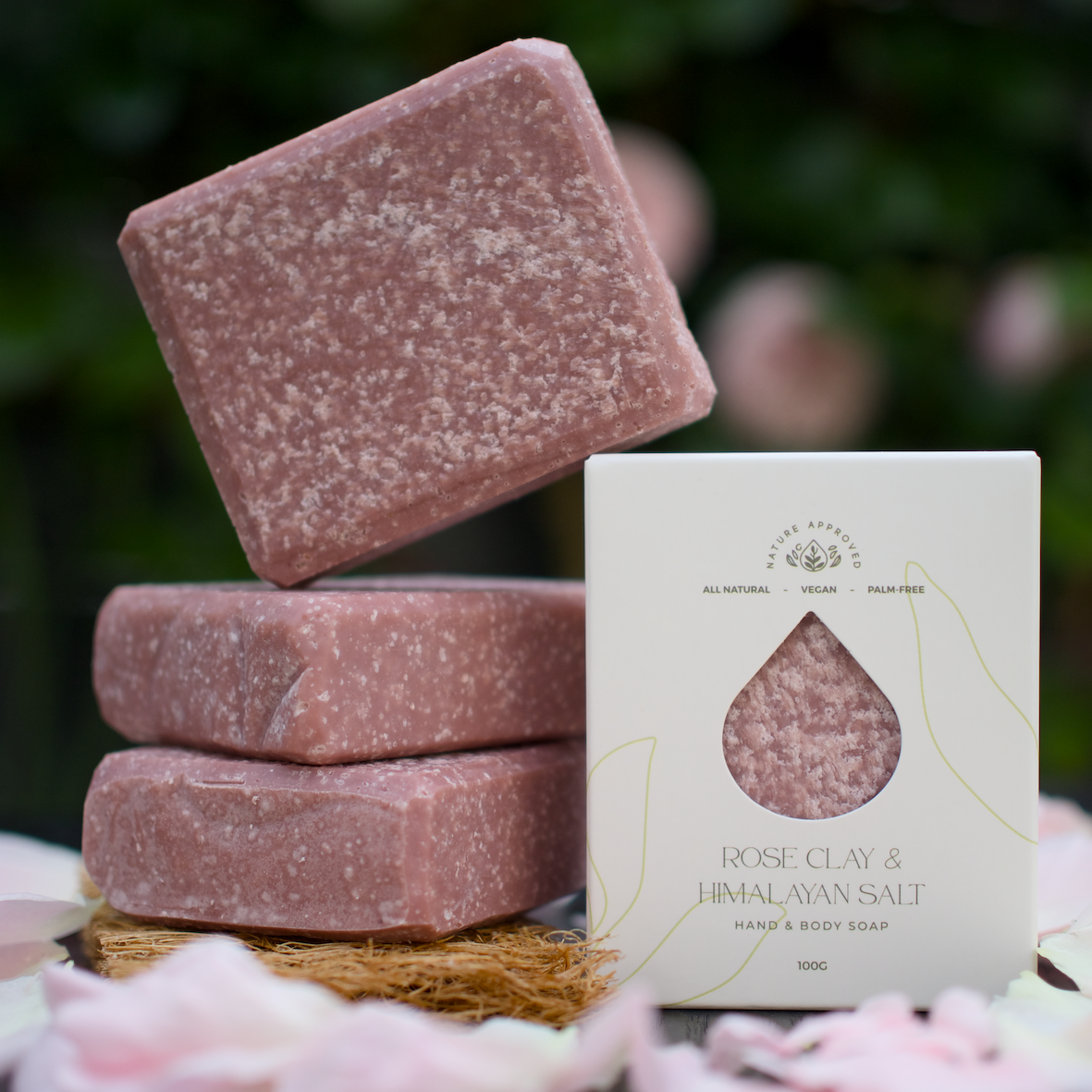 ROSE CLAY & HIMALAYAN SALT - Hand & Body Soap - Vegan - Palm-free (100g)
