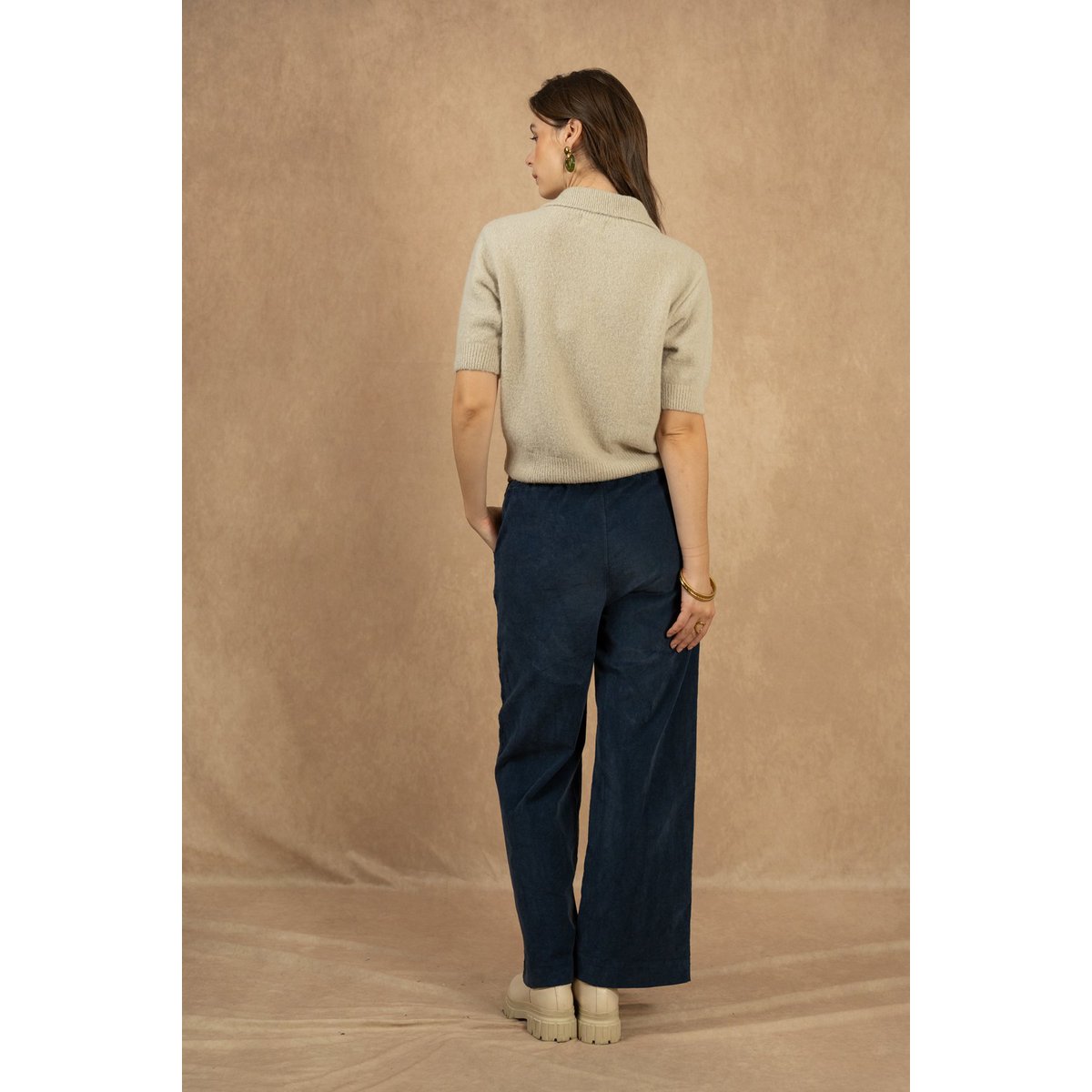 Pull col polo manches courtes en alpaga