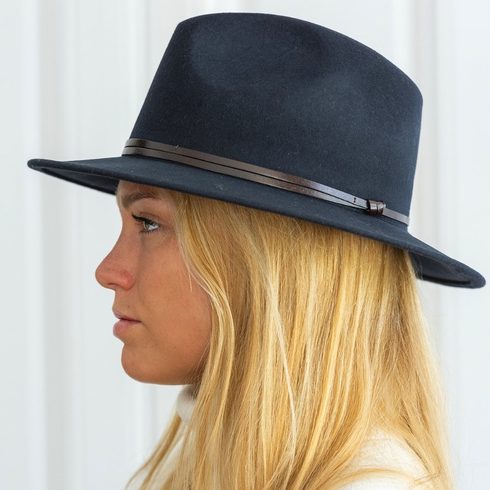 CHAPEAU FEUTRE - lien cuir, bord cousu