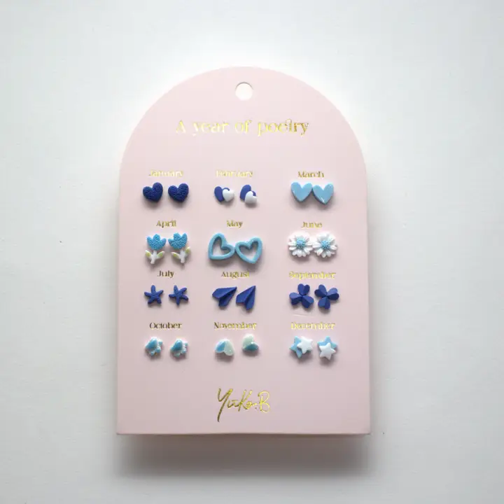 A Year of Blue Poetry Earrings - English version