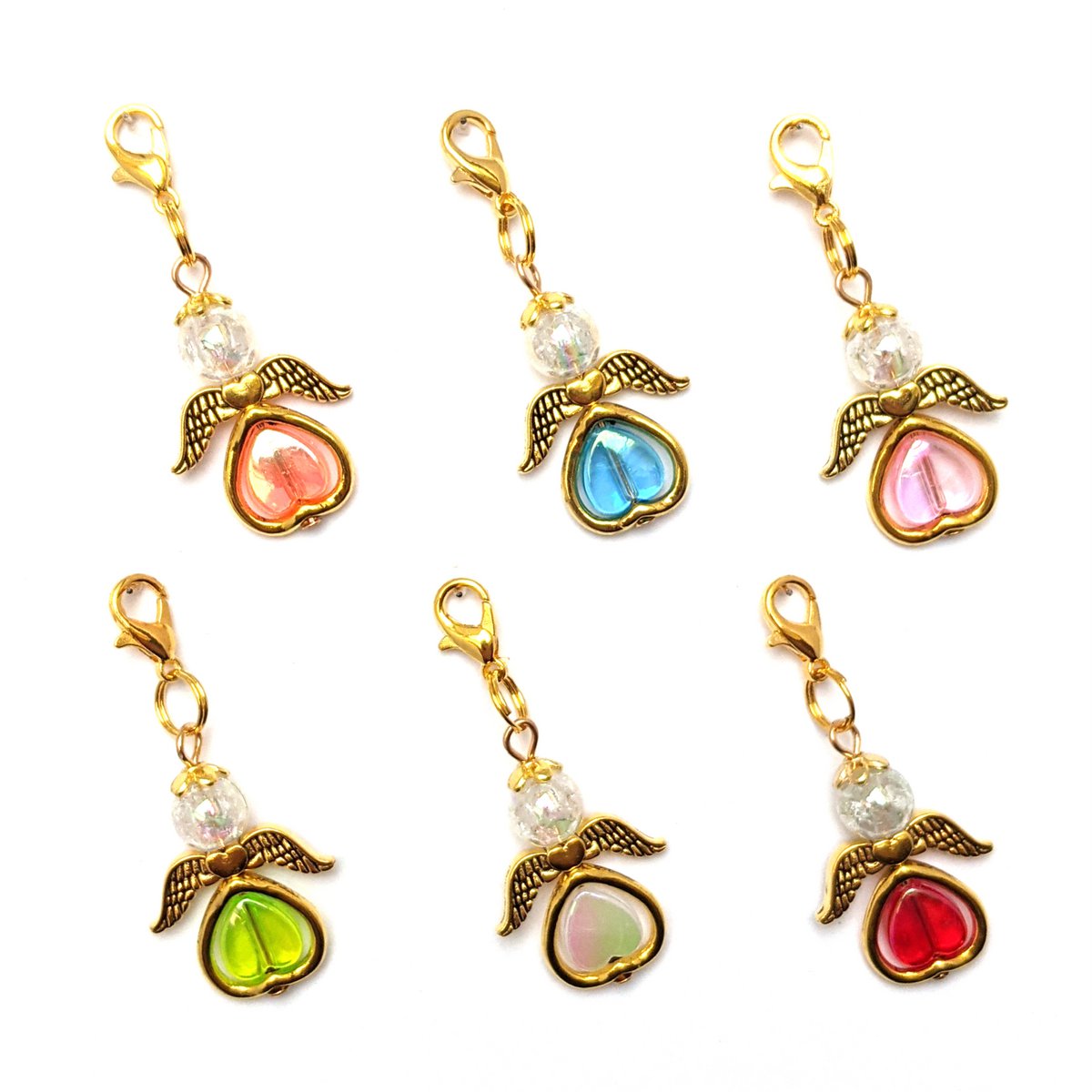 Guardian Angel "Valentina" Keychain, 6-serie set, goudkleurig