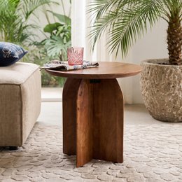 Bullnose side table mango wood - Ø50 cm