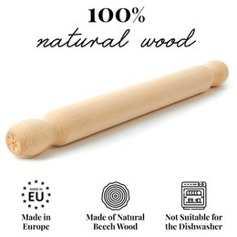 Mattarello francese in legno - Rullo per pizza 40 cm