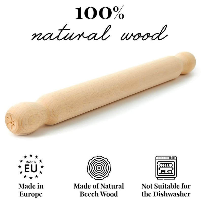 Mattarello francese in legno - Rullo per pizza 40 cm