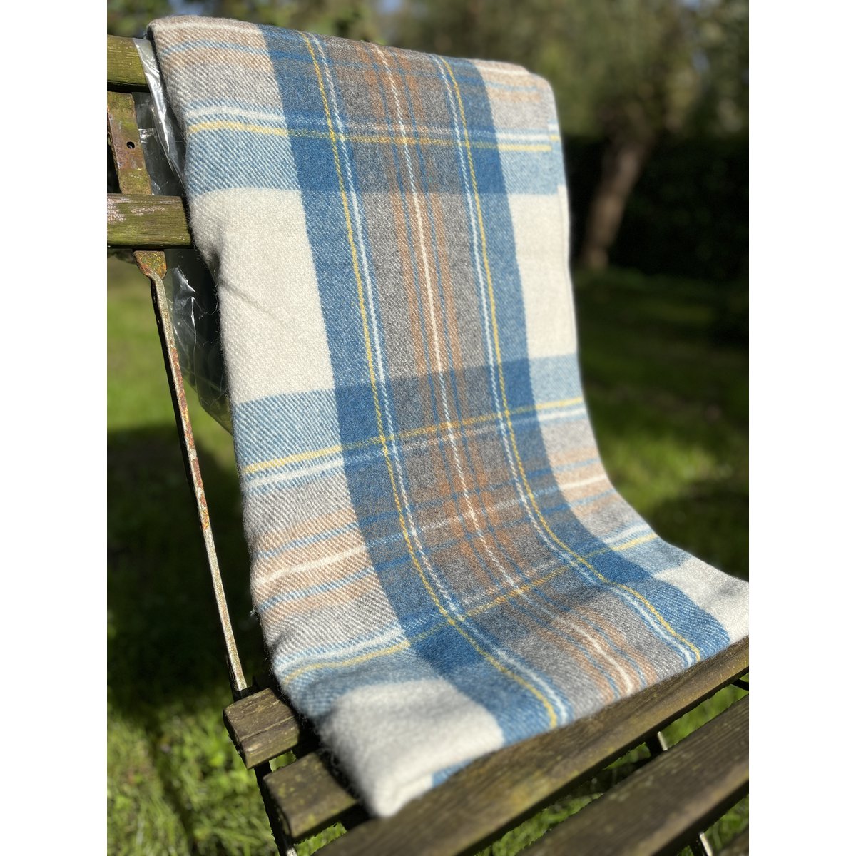 Tartan-Decke – Stewart Muted Blue – 100 % recycelte Wolle