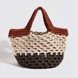 "Ingrid Grande" Crochet Beach Bag Terracotta + Creme + Mocha