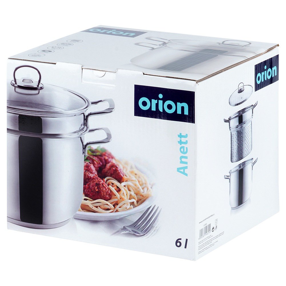 Pasta -Topfstahl mit Glasdeckel Anett 6 l 3 PCs