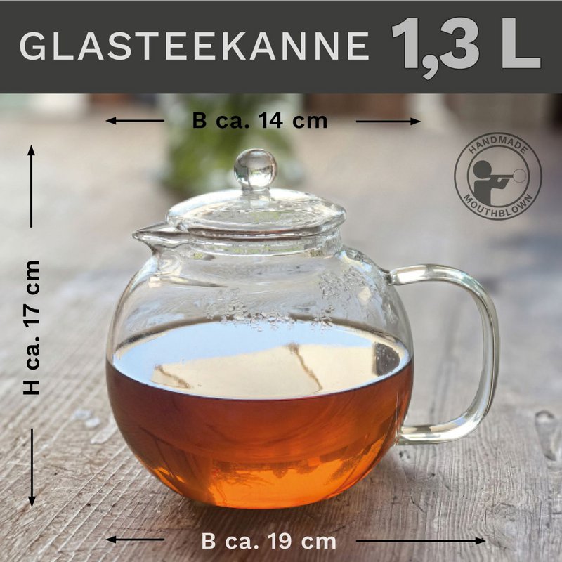 They create Glasteekanne 1,3l with 2 Teeblumen