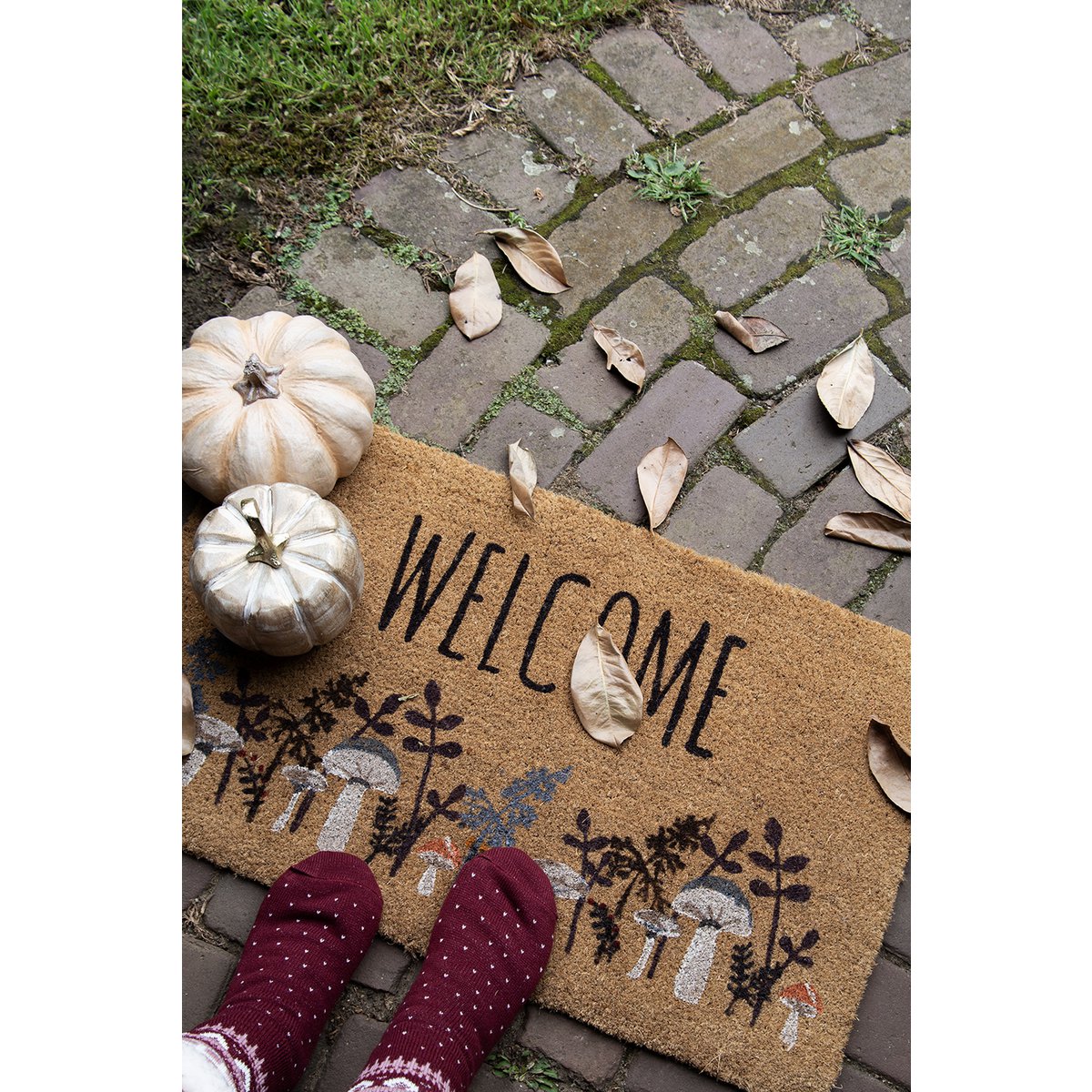 Doormat 75x45 cm Brown Coconut Mushrooms Coconut mat