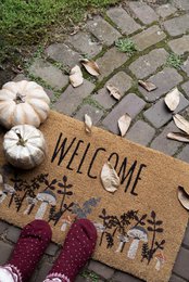 Doormat 75x45 cm Brown Coconut Mushrooms Coconut mat