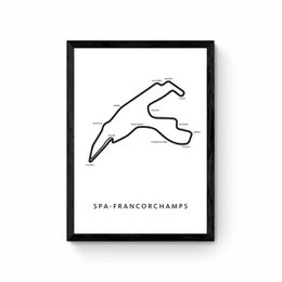 Spa Francorchamps - Plan du circuit - Blanc - Carte Poster