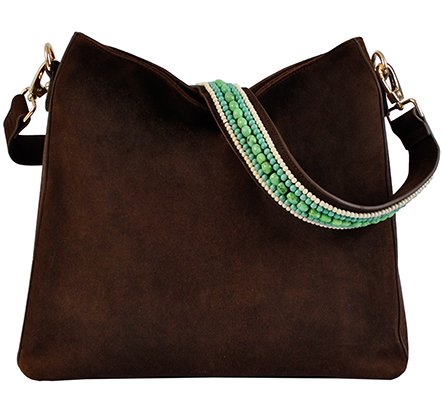 BOHO IBIZA BAG - Tracolla Menta Avorio (70cm) + Borsa Scamosciata (Cacao)