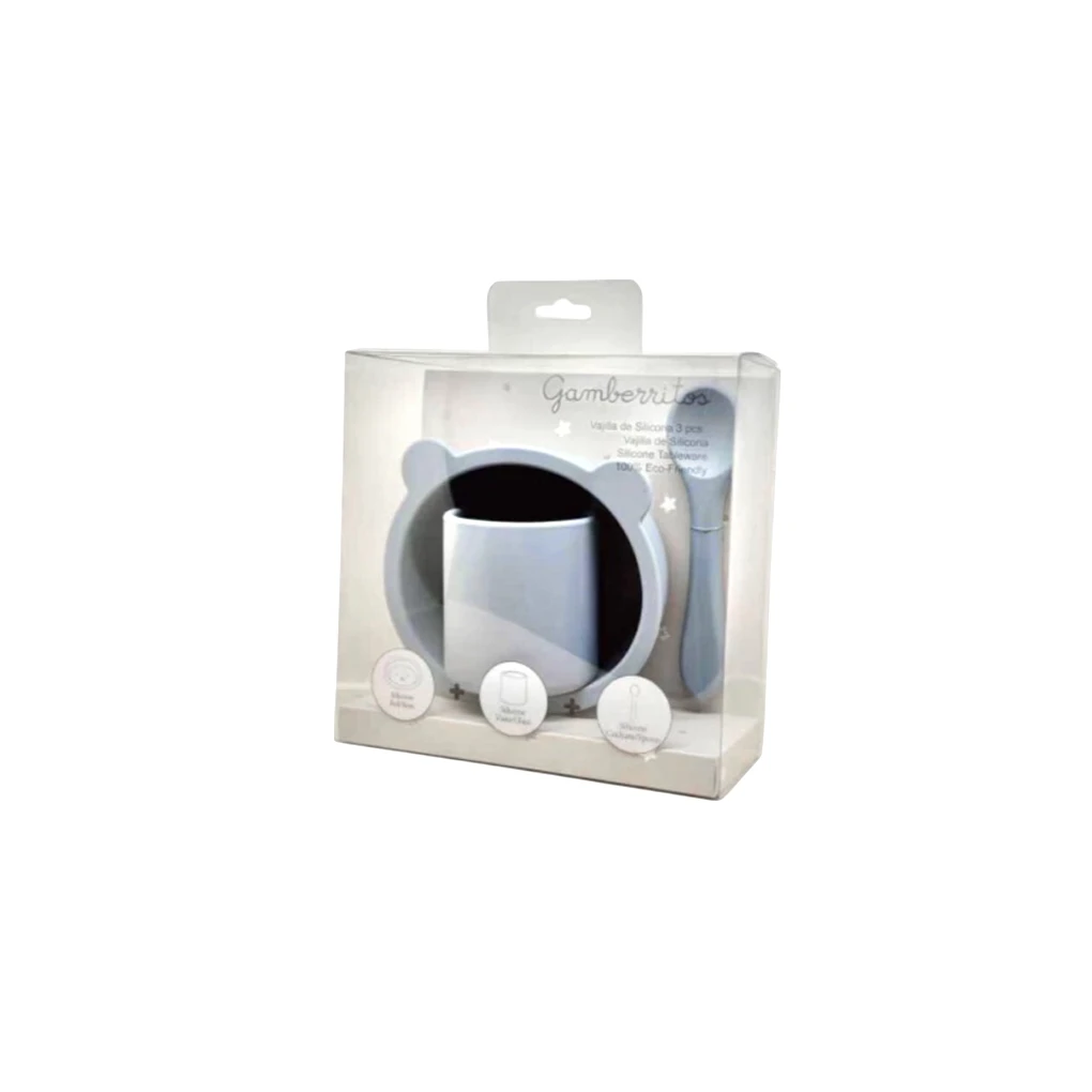 Set de comida de silicona para bebé, 3 piezas
