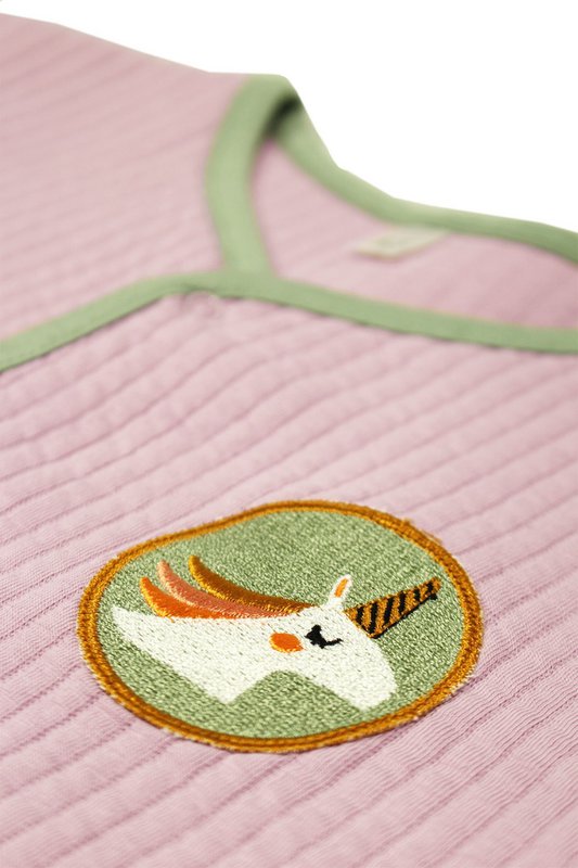 Unicorn Embroidered Contrast Binded Quilted Jacket