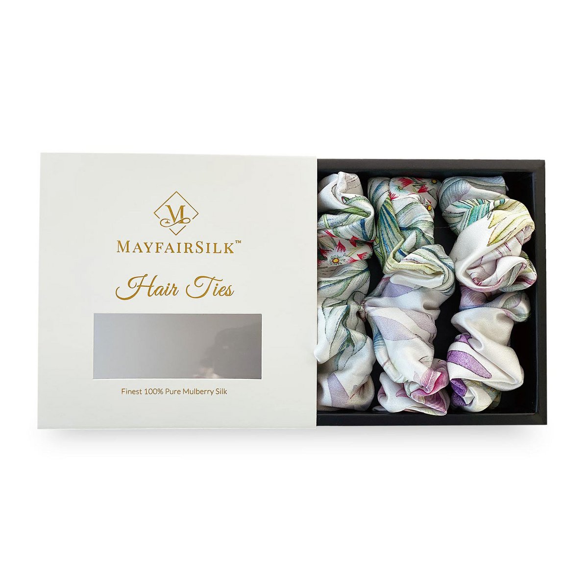 Iridescent Garden Silk Scrunchies Set