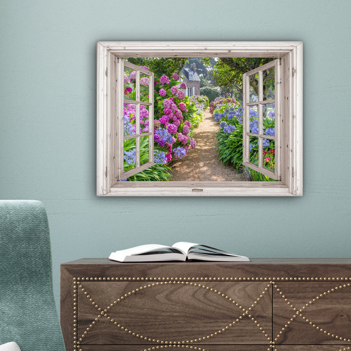 Leinwand Malerei - Wanddekoration - Hortensia - Blick - Blumen - Sommer - Lila - Pad