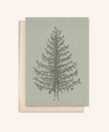 Sustainable card with pine tree and silver fir design, suitable for greeting cards or stationery.