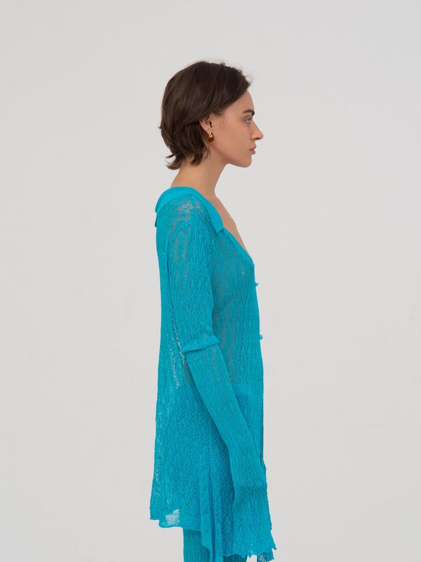 Saint gebreide blauwe maxi-top