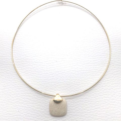 Frameless Square Gemstone Choker - Rose Howlite