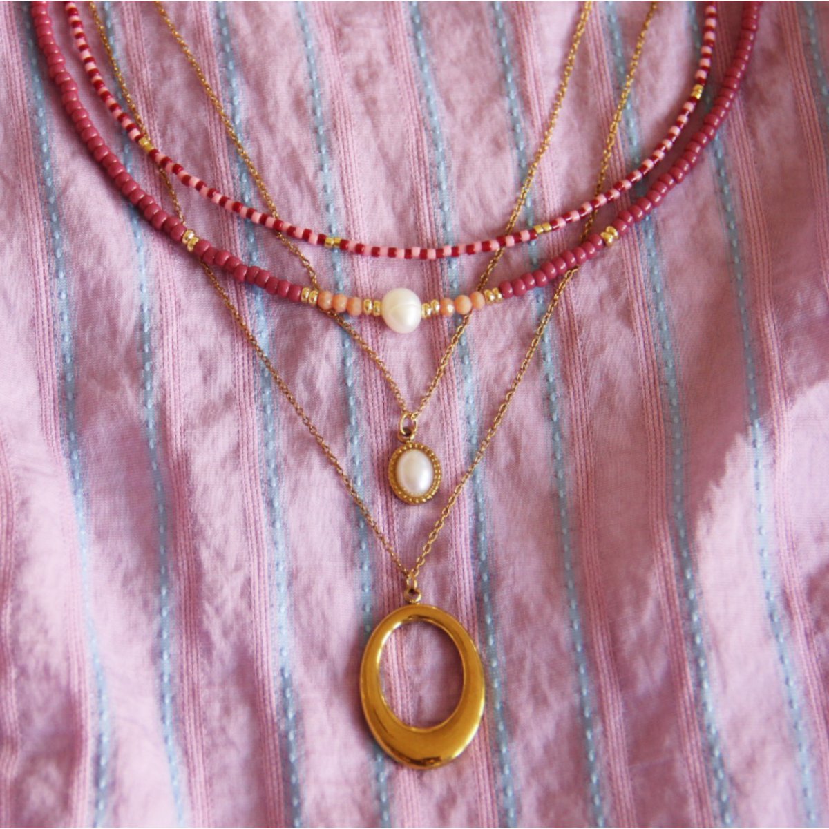 Miyuki necklace - Sunkissed cherry