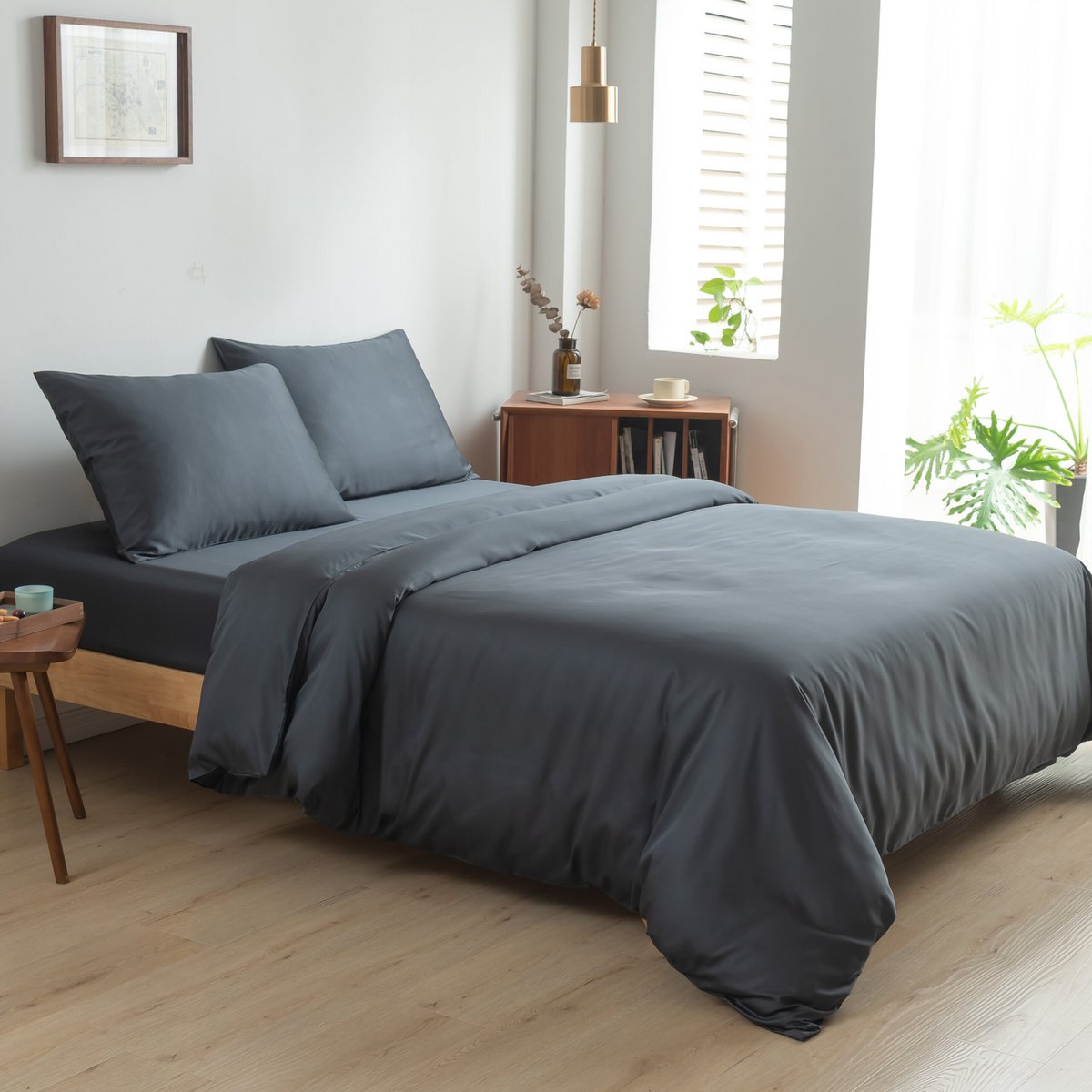 Dark blue bamboo duvet cover Premium - 400TC Tanboocel - 100% bamboo - Space Blue