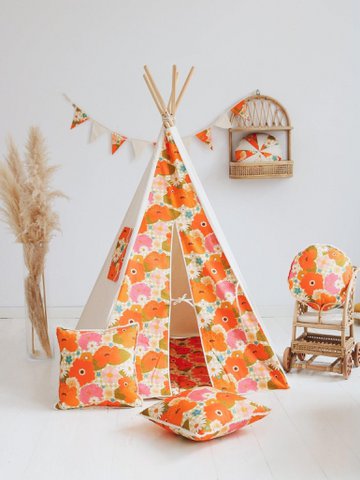 Tipi-Zelt „Picknick mit Blumen“.