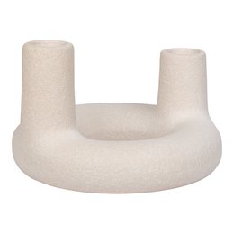Kaarshouder - Keramiek, Beige - Ø13x8,5 cm